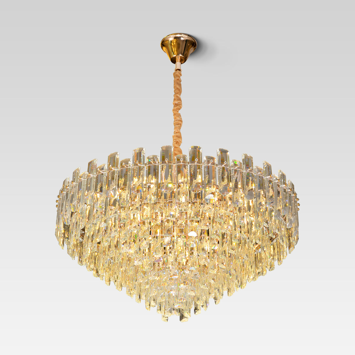 Lightingsea Modernist Gold Crystal Glass Chandelier For Interior Overhead Lighting